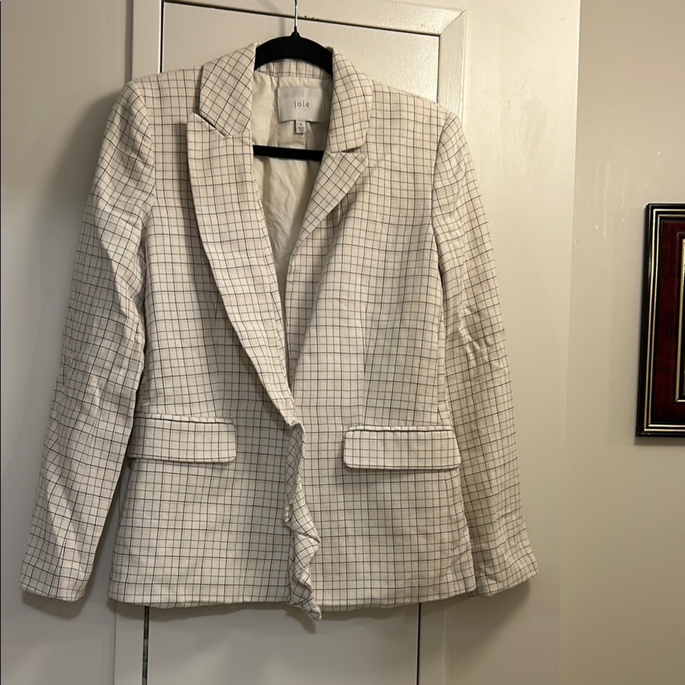 Joie Women's Cream Checkered Blazer NWOT